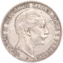 Монета 3 марки 1909 года А Германия (Пруссия)