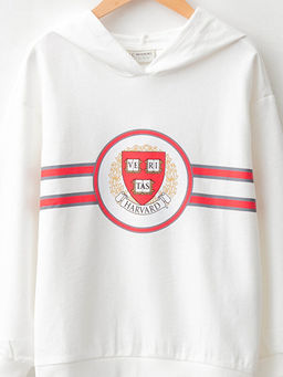 Kap??onlu Uzun Kollu Harvard University Bask?l? K?z ?ocuk Sweatshirt - Waikiki фото 3