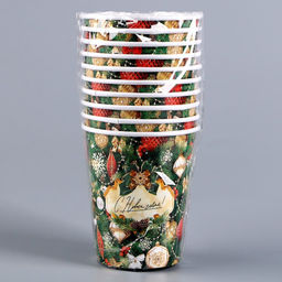 Цена за 10 шт. Стакан бумажный одноразовый «С Новым годом»