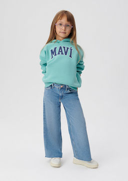 Miav Baskl Beyaz Sweatshirt - Mavi фото 5