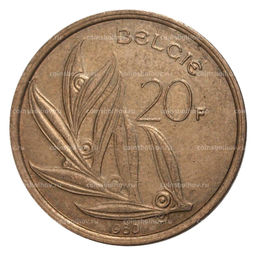 Монета 20 франков 1980 года  Надпись на фламандском (BELGIE)