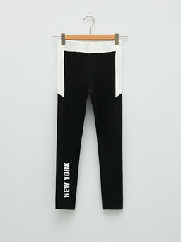 Beli Lastikli Bask?l? Pamuklu K?z ?ocuk Uzun Tayt