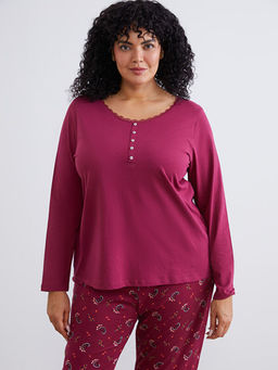 Bisiklet Yaka Bask?l? Kad?n Pijama Tak?m?