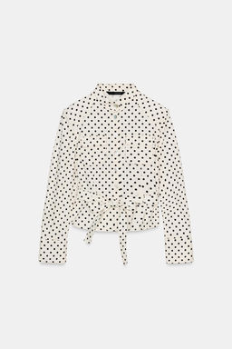 CHAQUETA CAMISERA LUNARES / Blanco / Negro - Zara фото 5