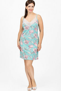 Сорочка вискоза набивка на бретелях, ментол (676-3) - Плиона фото 2