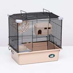 Клетка для грызунов Пижон №10, 2 этажа, разборная, 42 х 30 х 37см (+домик,колесо,миска), бежевая