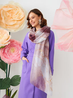 Большой, мягкий, тонкий и очень нежный двусторонний палантин с рисунком в стиле арт-дек - Tantino фото 4