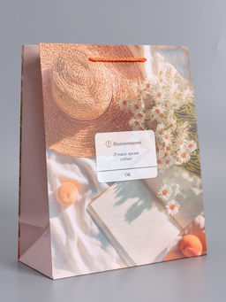 Пакет подарочный ламинированный «Лучшее время сейчас», 26×12×32 см