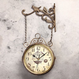 Часы настенные интерьерные «Птичка в клетке», двусторонние, на подвесе, бесшумные, плавный ход, 23×44 см, d=17 см