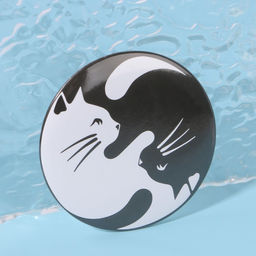 Цена за 2 шт. Зеркало карманное «Кошки», d=7 см, белое, чёрное