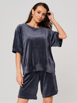 335 Костюм с шортами, велюр, графит - Knitka wear фото 5