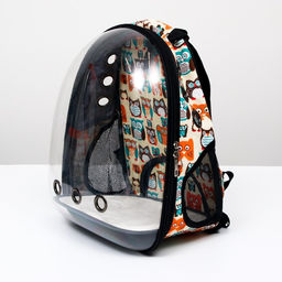 Рюкзак для переноски животных Совинные мордочки, прозрачный, 31 х 28 х 42 см - Пижон фото 6