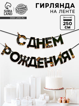 Цена за 2 шт. Гирлянда на ленте «С днем Рождения», мужская, длина 250 см