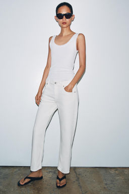 JEANS ZW COLLECTION CIGARRETE TIRO MEDIO / Blanco - Zara фото 4