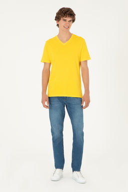 Мужская желтая базовая футболка - U.s. polo assn фото 4