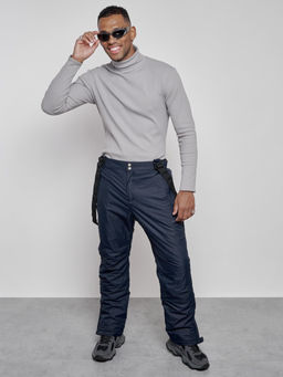 Полукомбинезон утепленный мужской зимний горнолыжный темно-синего цвета 7507TS - Colannia фото 12