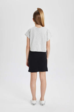 Платье на бретельках в рубчик для девочек с короткими рукавами - Defacto фото 6