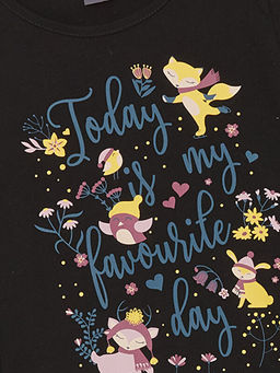 Bisiklet Yaka Bask?l? Uzun Kollu K?z ?ocuk Ti??rt - Waikiki фото 2