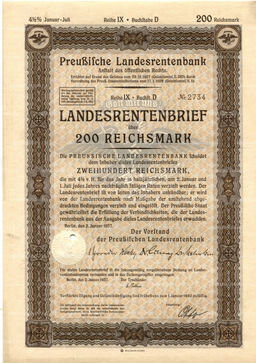 Облигация 4,5% 200 рейхсмарок 1937 года Германия