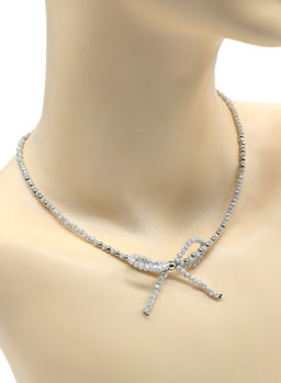 Чокер Бантик из циркона рондель 3*2мм цв.дымка, 41,5см