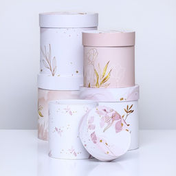 Набор круглых подарочных коробок 5 в 1 Нежный образ, 20?20 -14?14 см