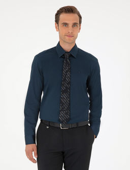 Lacivert Slim Fit Uzun Kollu Basic G_mlek