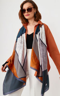 Большой, мягкий, тонкий и очень нежный двусторонний палантин с рисунком