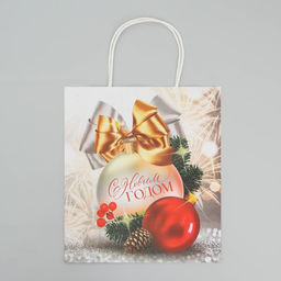 Пакет крафтовый С Новым годом, 22 25 12 см - Доступные радости фото 4