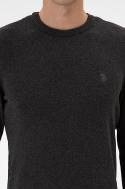 Erkek Slim Fit Bisiklet Yaka Antrasit Melanj Basic Kazak - U.s. polo assn фото 7