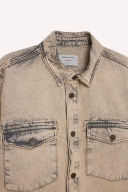 Джинсовая рубашка с длинными рукавами и карманами Relax Fit - Defacto фото 2