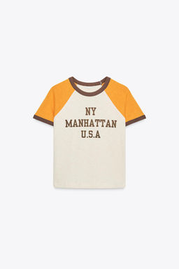 SLOGAN T-SHIRT WITH RIBBED TRIM - Zara фото 22
