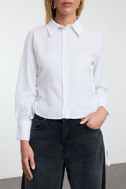 TRENDYOLMILLA Beyaz Baglama Detayl? Dokuma Gomlek TWOAW25GO00069  фото 4