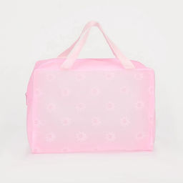 Цена за 2 шт. Косметичка на молнии, с ручками, с цветочками, розовая