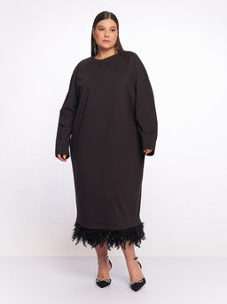 Черное платье с перьями PP57406BLK01 - Артесса фото 2