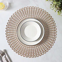 Набор салфеток сервировочных на стол Доляна Солнечная, d=38 см, 4 шт, цвет золотой  фото 8