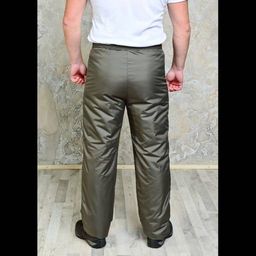 Утепленные флисом мужские брюки на поясе-резинка, цвет - хаки