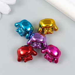 Цена за 5 шт. Бусина для творчества пластик «Зайчик глянцевый металлик», 2.1×1.6×1.3 см, МИКС