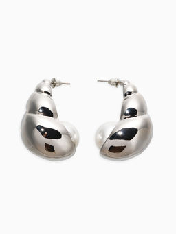 Серьги «Морской мир», улитка, белые в серебре