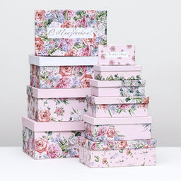 Набор подарочных коробок 10 в 1 «С праздником!», 32.5×20×12.5 - 12×7×4 (± 1) см