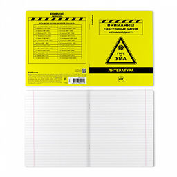 АКЦИЯ Цена за 5 шт. Тетрадь общая ученическая с пластиковой обложкой на скобе ErichKrause Be Informed, Литература, 48 листов, линейка