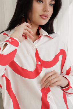 11232 Рубашка белая с красным принтом - Martichelli фото 10