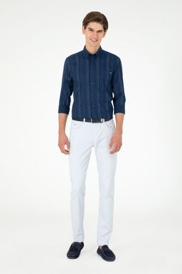 Мужские голубые брюки из плотной ткани