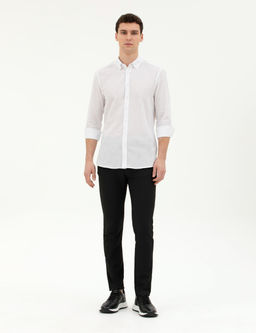 Beyaz Slim Fit Uzun Kollu G_mlek