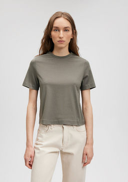 Pamuklu Merserize Bisiklet Yaka Yesil Basic Tisort - Mavi фото 3