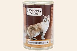 Кошачье Счастье ж/б 410 г. Мясное ассорти 1/20 4607048072578