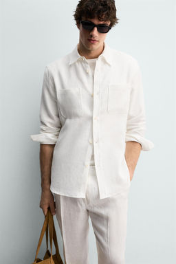 CAMISA REGULAR FIT 100% LINO / Blanco - Zara фото 5