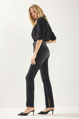 TRENDYOLMILLA Koyu Mavi Y?rtmacl? Super Yuksek Bel Slim Flare Jeans TWOSS22JE0643  фото 17