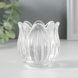 Цена за 2шт. Стеклянный подсвечник на 1 свечу Подснежник, прозрачный, 7?7?7 см