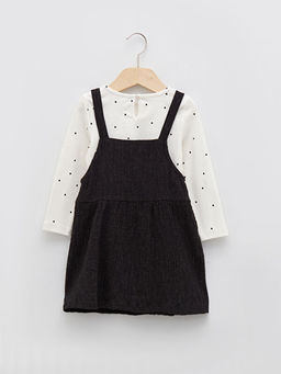 Bisiklet Yaka Uzun Kollu Bask?l? K?z Bebek Ti??rt ve Elbise 2li Tak?m - Waikiki фото 2