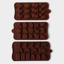 Формы для конфет и шоколада Доляна Игрушки, набор 3 шт., силикон, коричневые  фото 2